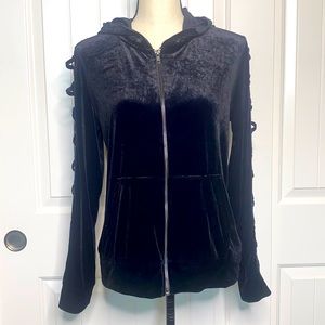 NEW black velvet lace sleeve hoodie